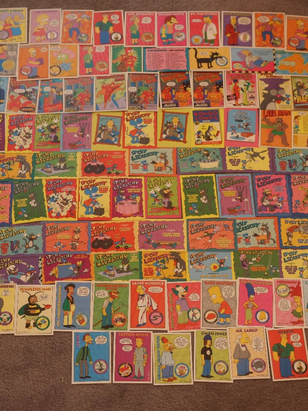 Lot of 111 Simpsons Trading Cards 1993 Skybox Radiactive Man Itchy & Scratchy